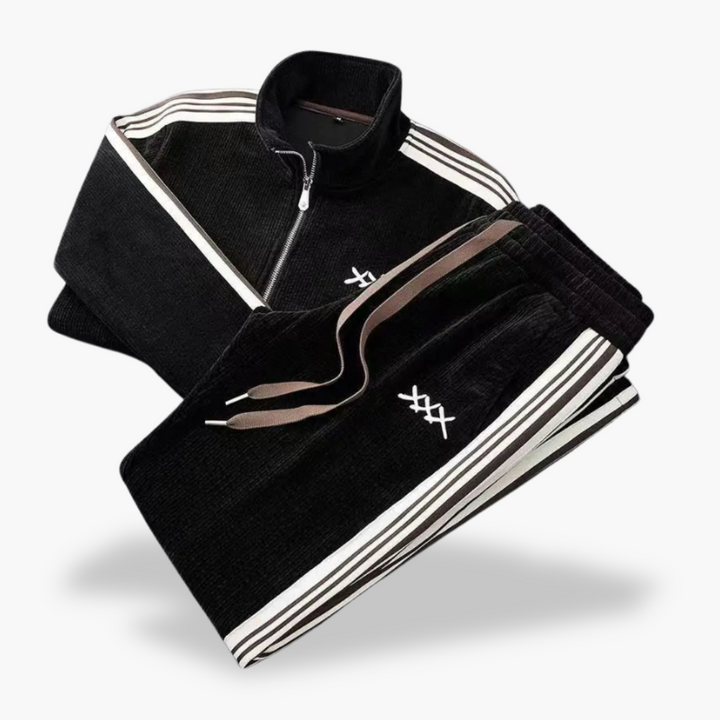 Tuta Sportiva Uomo in Cotone con Zip e Strisce Laterali | Altivaro
