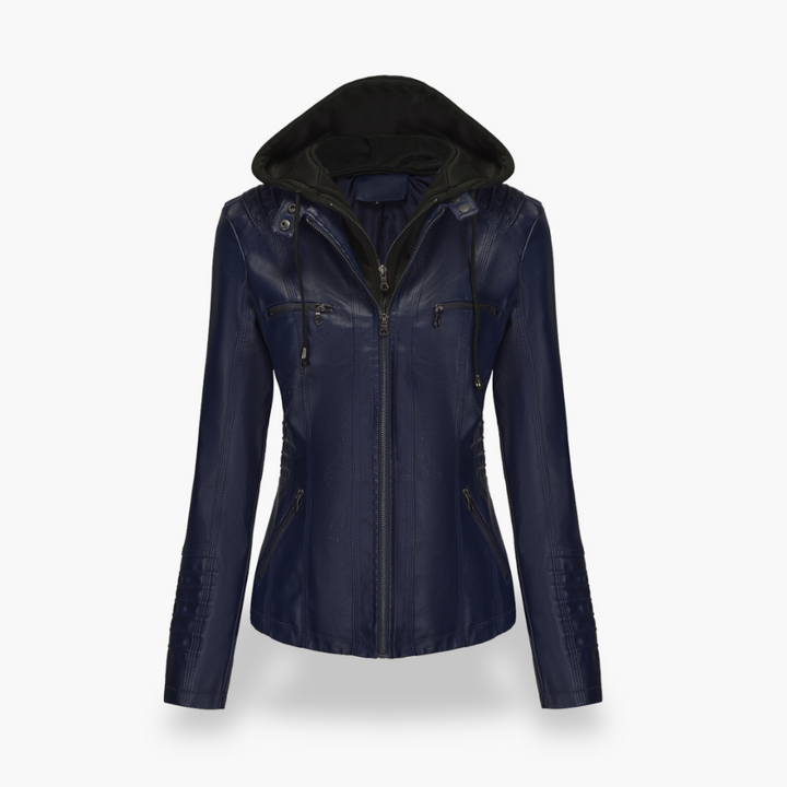 Giacca Donna in Ecopelle con Cappuccio e Zip Slim Fit | Altivaro
