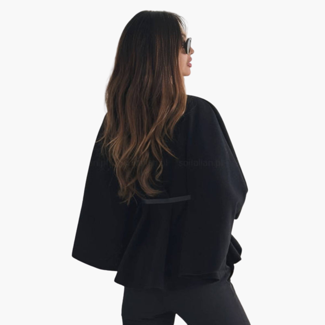 Cappotto Poncho Corto Donna con Bottoni Cintura Maniche Ampie | Altivaro