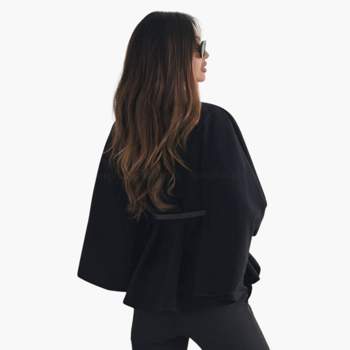 Cappotto Poncho Corto Donna con Bottoni Cintura Maniche Ampie | Altivaro