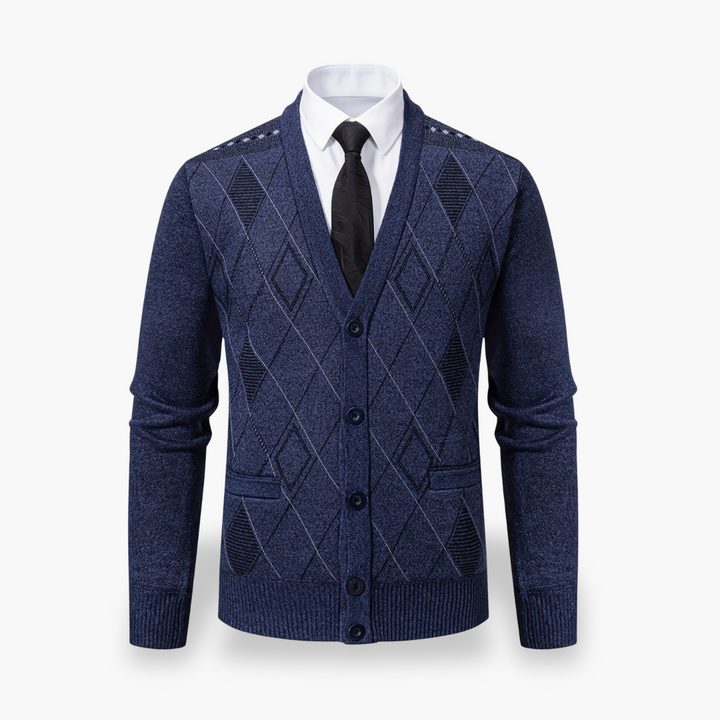 Cardigan Uomo Cotone Bottoni Fantasia Rombi | Altivaro