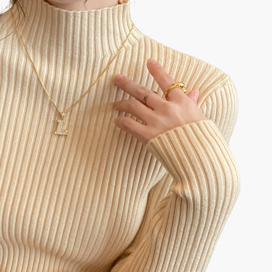 Maglione Donna a Righe con Collo Alto | Altivaro