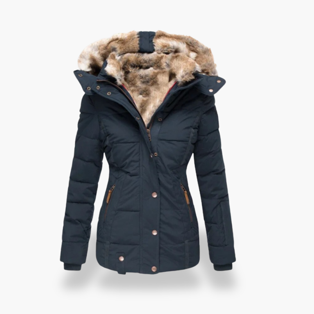 Giacca Puffer Donna con Cappuccio e Fodera in Pelliccia Sintetica | Altivaro