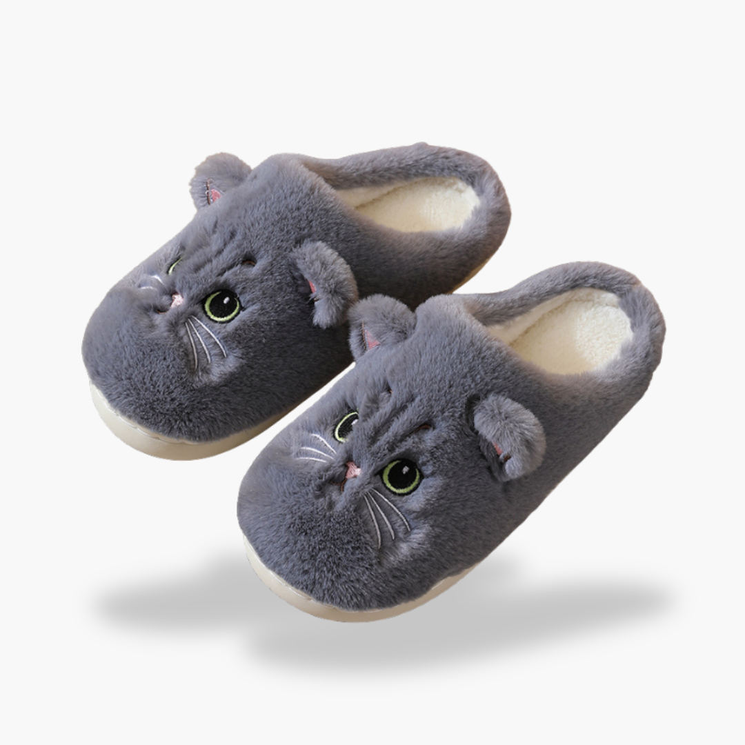 Plush orthopedic slippers with cat pattern | Altivaro
