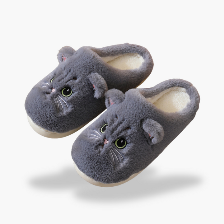 Plush orthopedic slippers with cat pattern | Altivaro