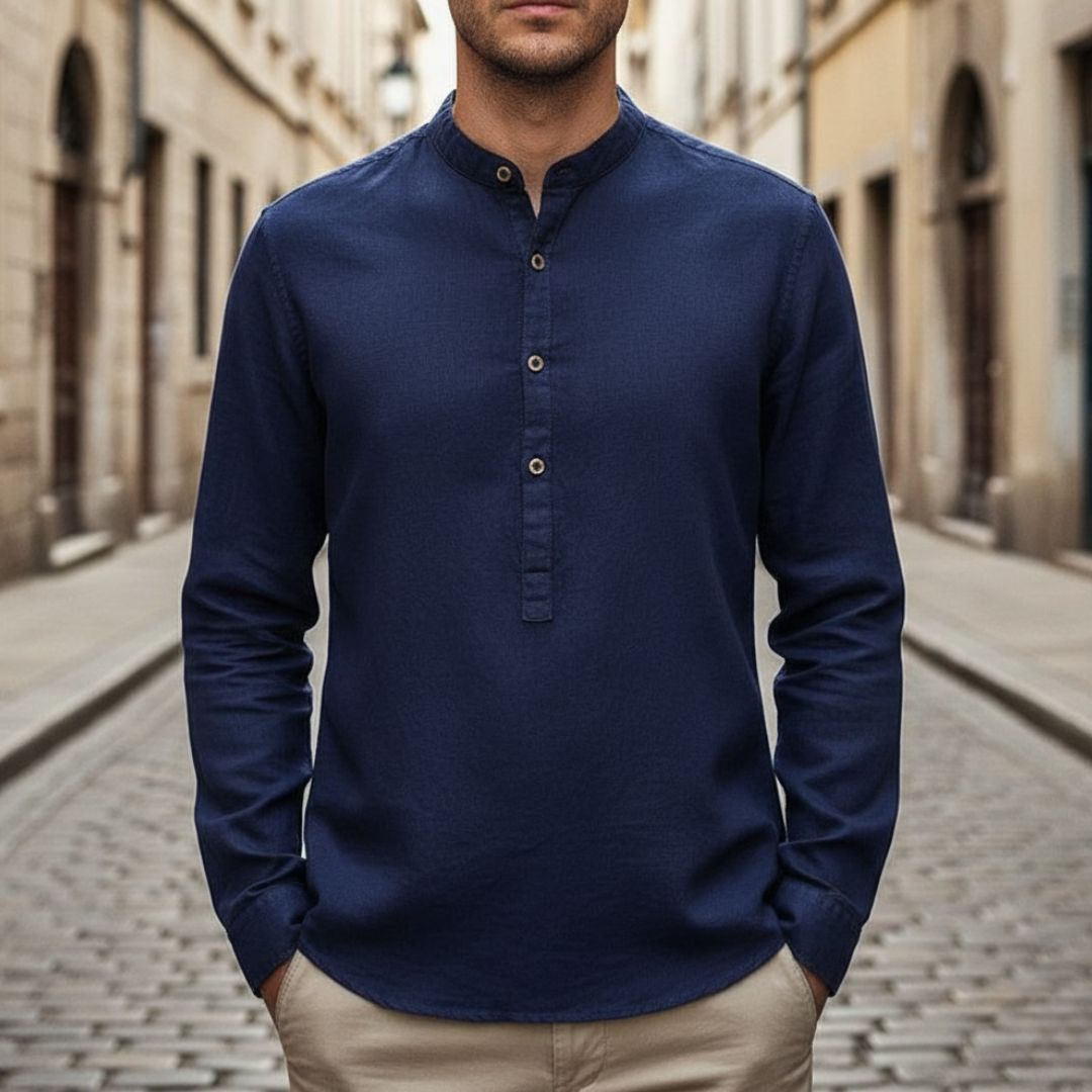 Camicia Uomo in Cotone con Colletto a V e Bottoni | Altivaro