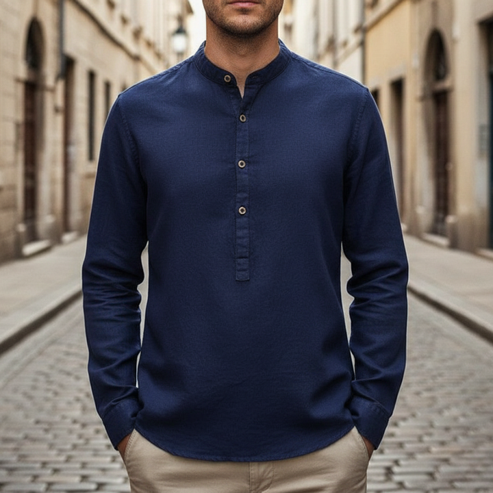 Camicia Uomo in Cotone con Colletto a V e Bottoni | Altivaro