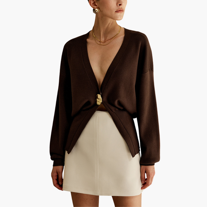Women's Long Knit Cardigan with Front Closure | Altivaro