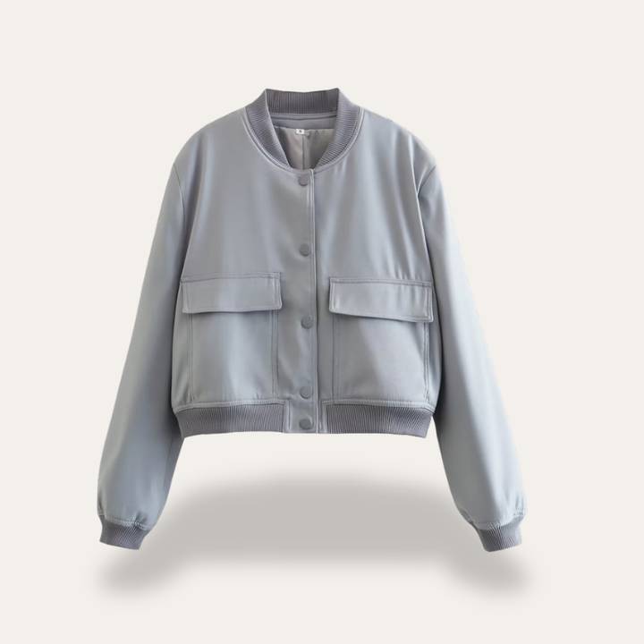 Women's Short Bomber Functional Pockets Spring Jacket | Altivaro