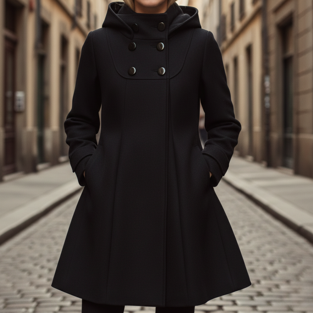 Damen Wintermantel mit Kapuze aus Stoff | Altivaro