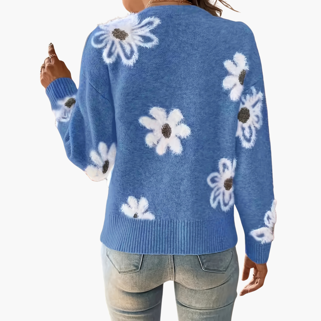 Cardigan Donna in Maglia con Fiori Con Bottoni | Altivaro