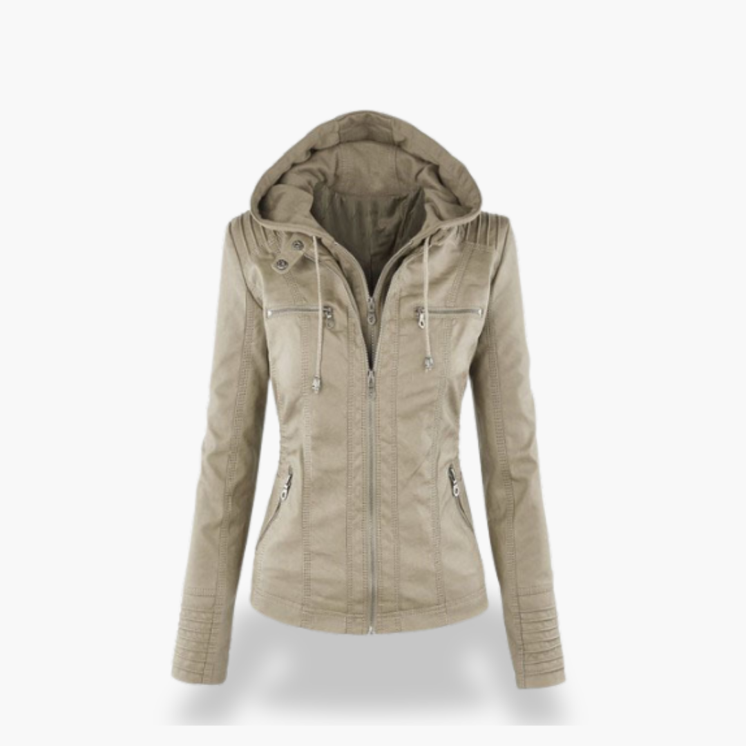 Giacca Donna in Ecopelle con Cappuccio e Zip Slim Fit | Altivaro