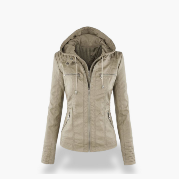 Giacca Donna in Ecopelle con Cappuccio e Zip Slim Fit | Altivaro