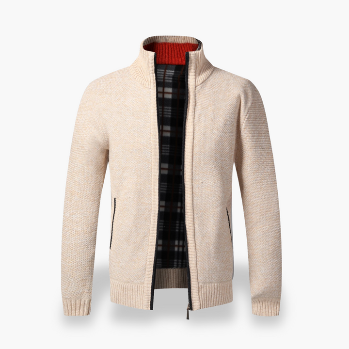 Cardigan with Zip and Checkered Lining Men | Altivaro