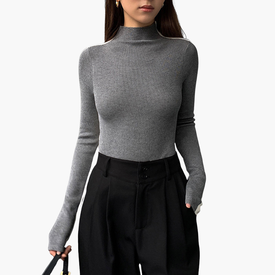 Maglia Dolcevita Donna Bicolore Maniche Lunghe in Maglia | Altivaro