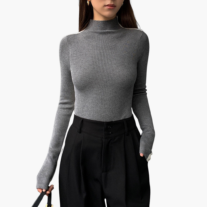 Maglia Dolcevita Donna Bicolore Maniche Lunghe in Maglia | Altivaro