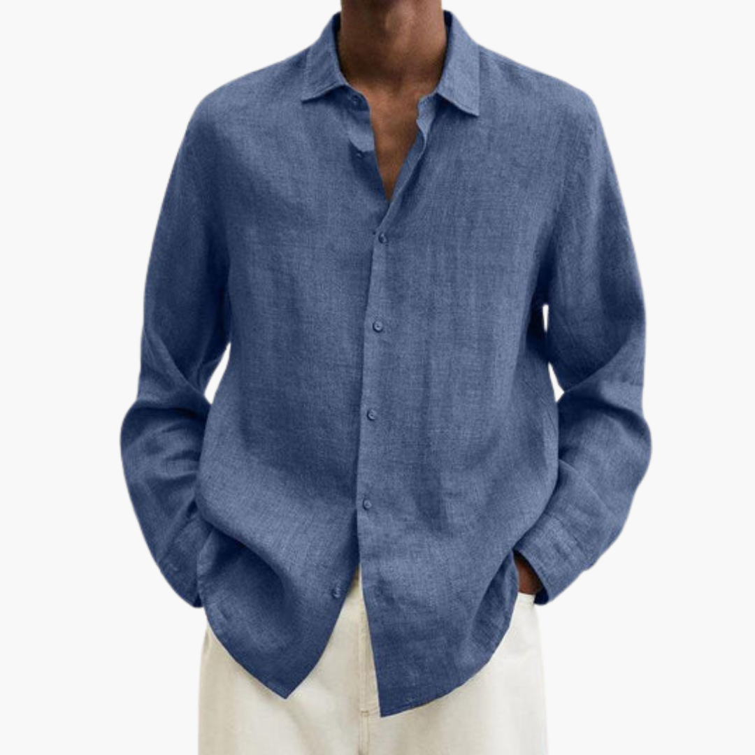 Camicia lino uomo manica lunga slim fit estiva | Altivaro