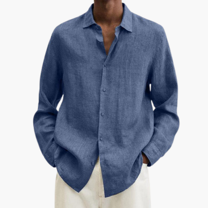 Camicia lino uomo manica lunga slim fit estiva | Altivaro