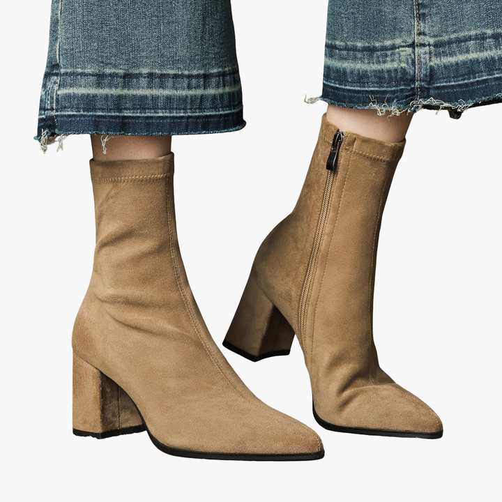 Orthopedic Suede Leather Boots with Heel for Women | Altivaro