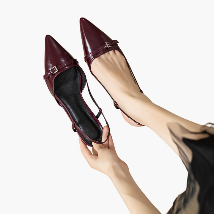 Women's Pointed Patent Leather Slingback Shoes | Altivaro