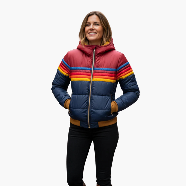 Giacca Puffer Donna con Strisce Multicolore e Imbottitura | Altivaro