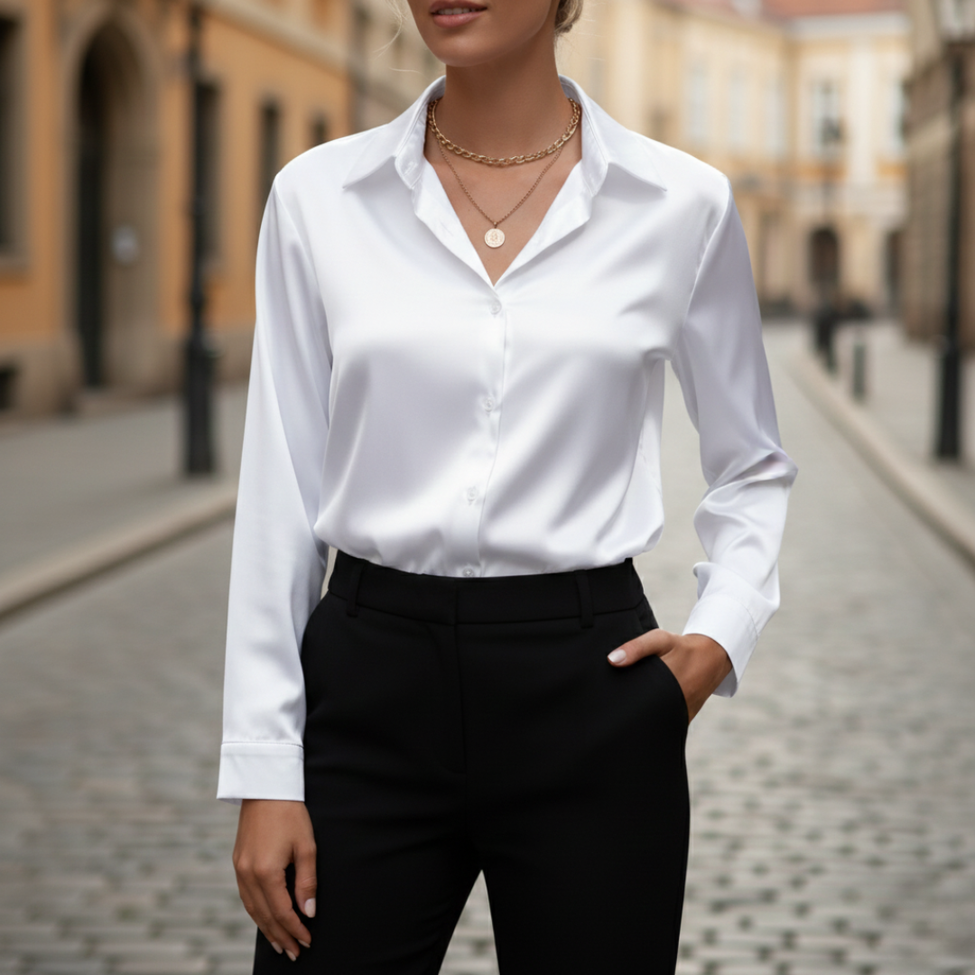 Camicia in Satin con Maniche Lunghe da Donna | Altivaro
