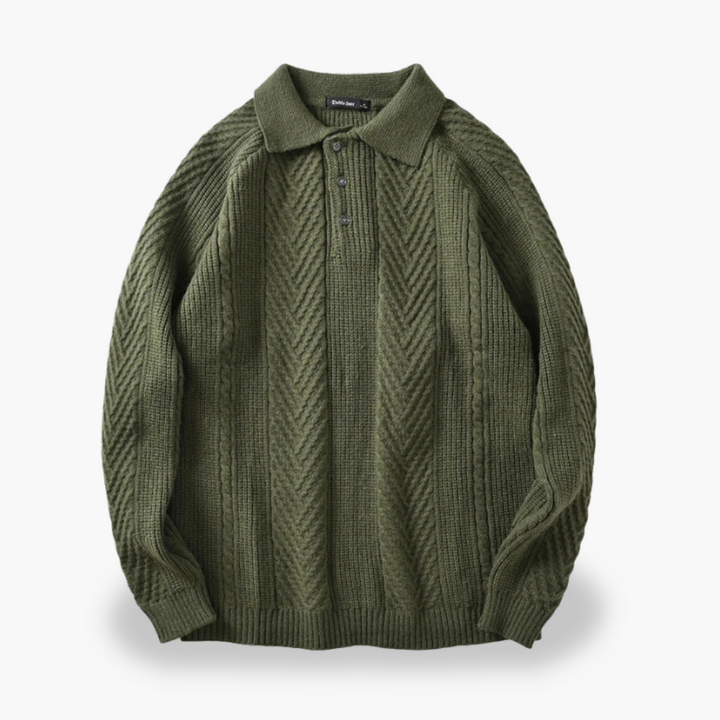 Men's knitted cardigan with high collar and buttons | Altivaro