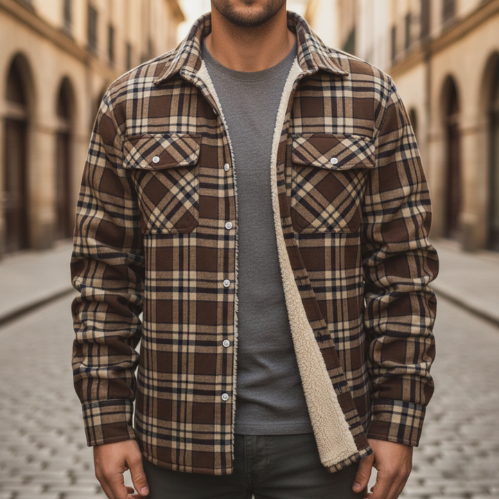 Herrenhemd aus Polyester und Baumwolle mit Karomuster | Altivaro