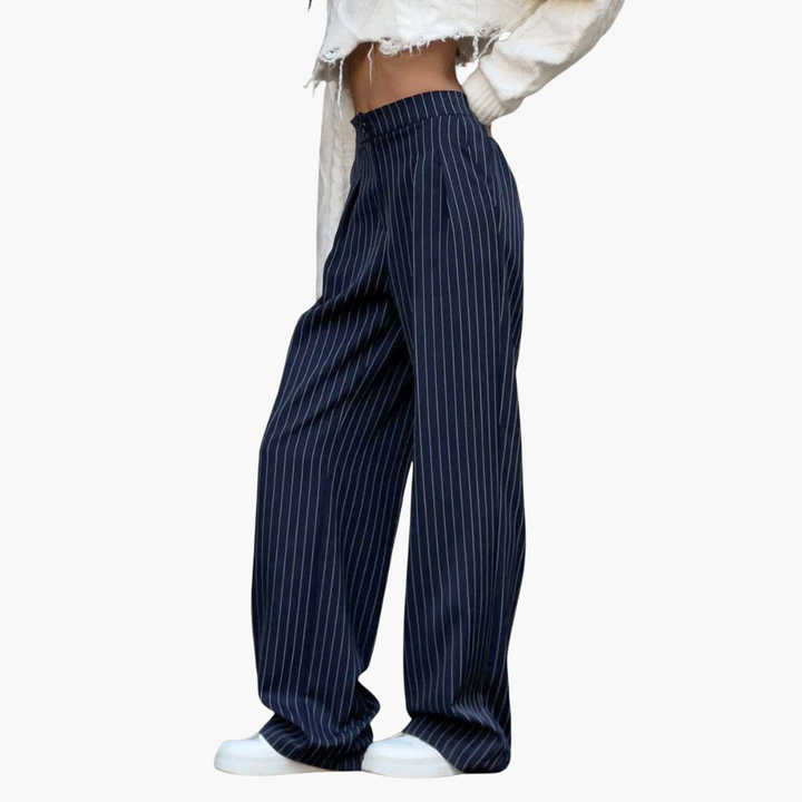 Women's Wide Leg Striped Pants in Lightweight Fabric | Altivaro