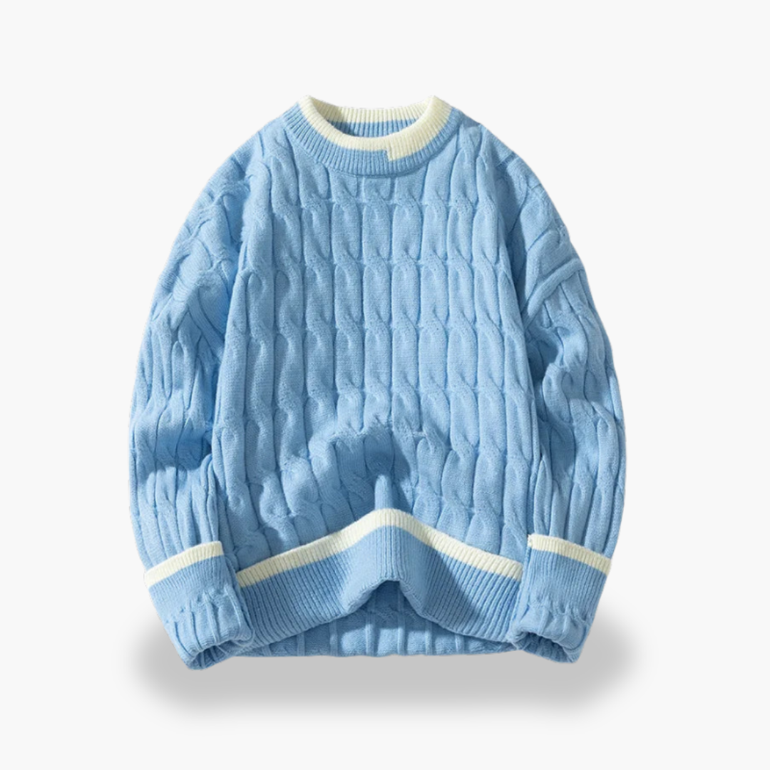 Maglione Uomo in Maglia Intrecciata con Dettagli a Contrasto | Altivaro