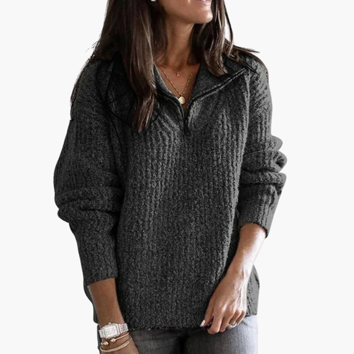 Women's Winter Knit Sweater with Half Zip | Altivaro