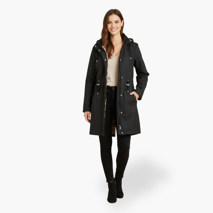 Impermeabile Lungo da Donna con Cappuccio e Tasche | Altivaro