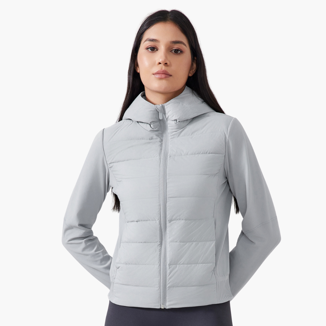 Giacca Donna Ibrida Piumino Softshell Leggera con Cappuccio | Altivaro