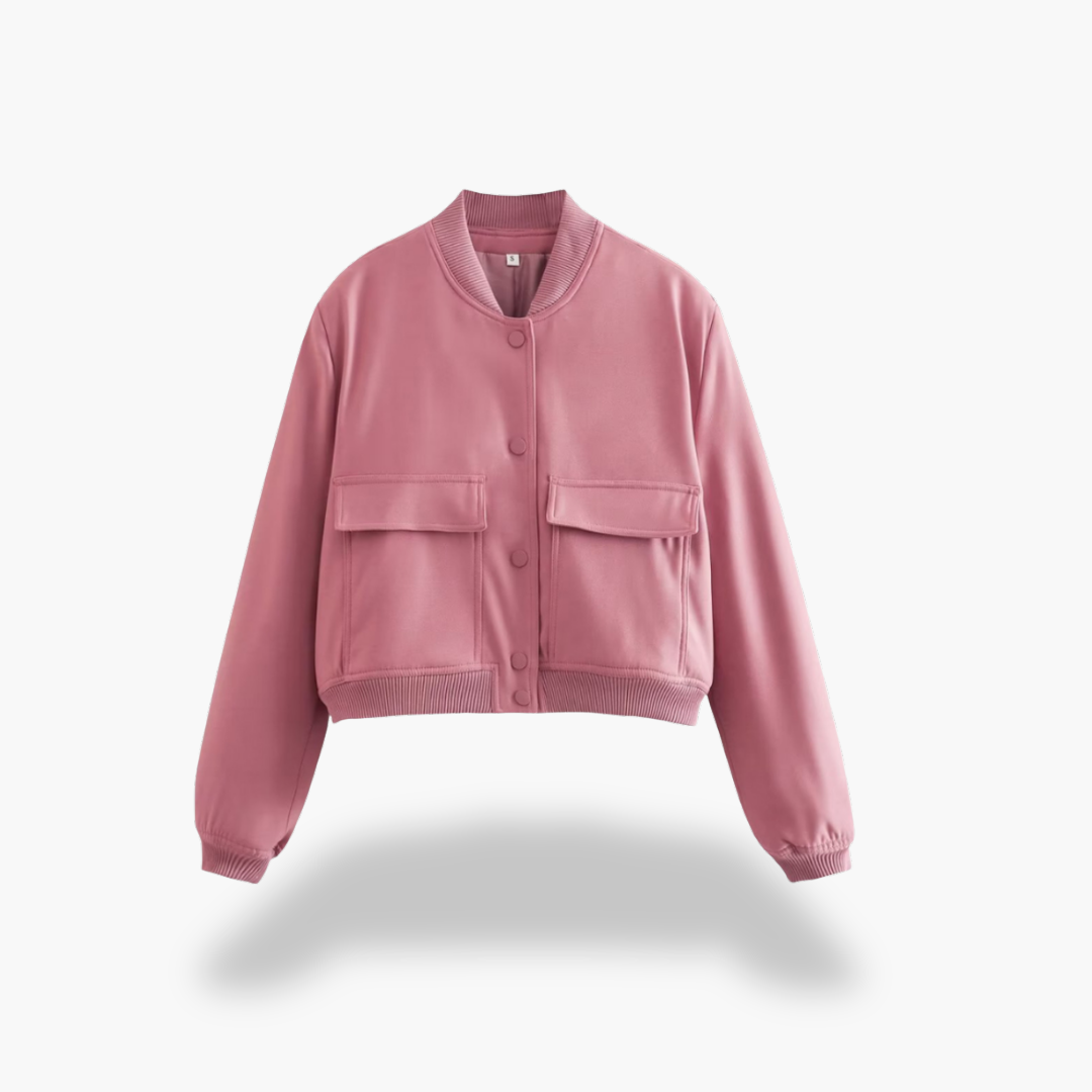 Women's Short Bomber Functional Pockets Spring Jacket | Altivaro