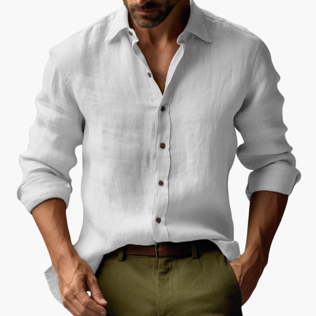 Camicia in Lino Uomo Maniche Lunghe Slim Fit Elegante | Altivaro