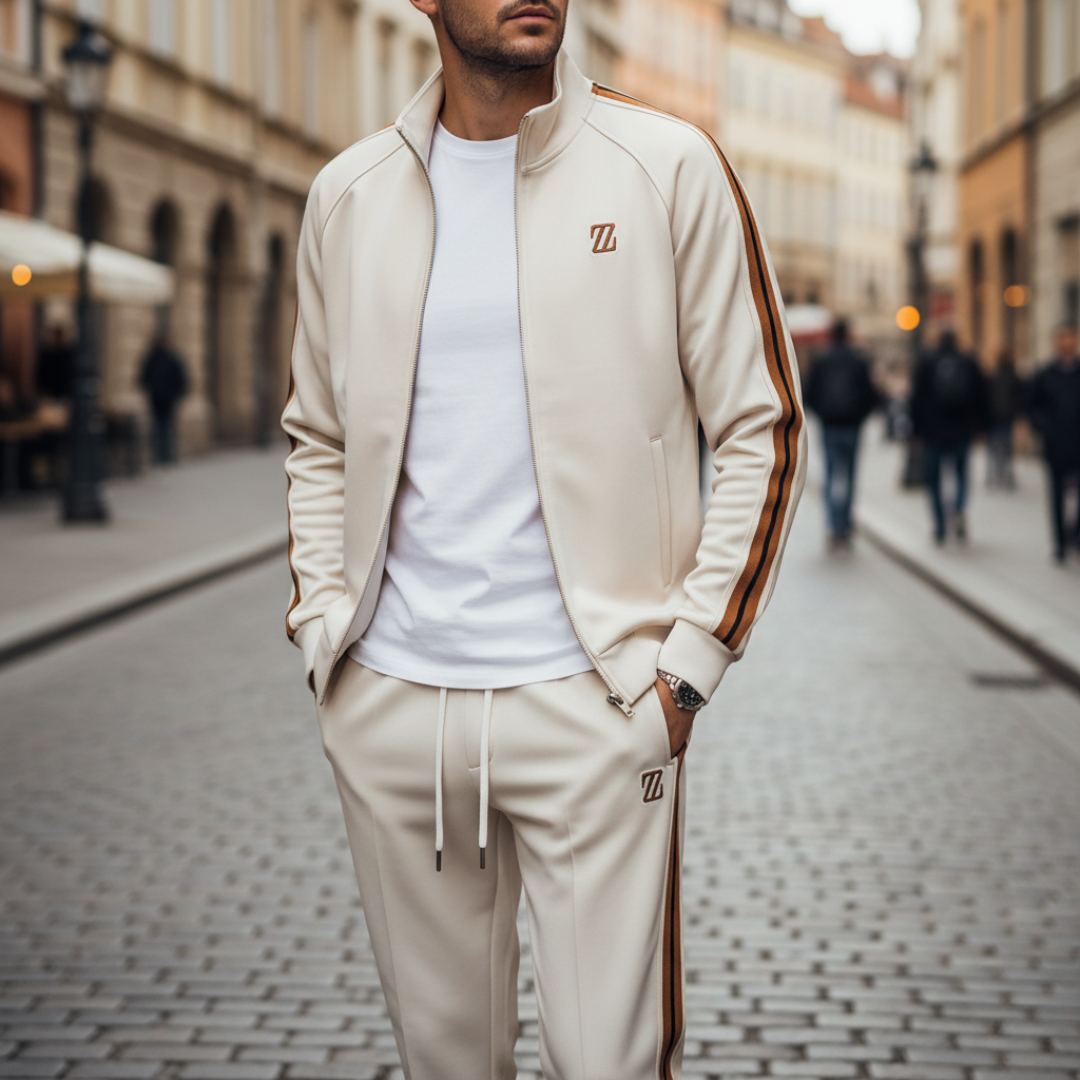 Lightweight Men's Sports Suit with Stripes and Zip | Altivaro