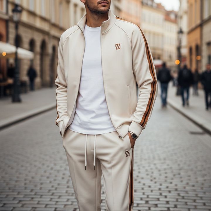 Lightweight Men's Sports Suit with Stripes and Zip | Altivaro