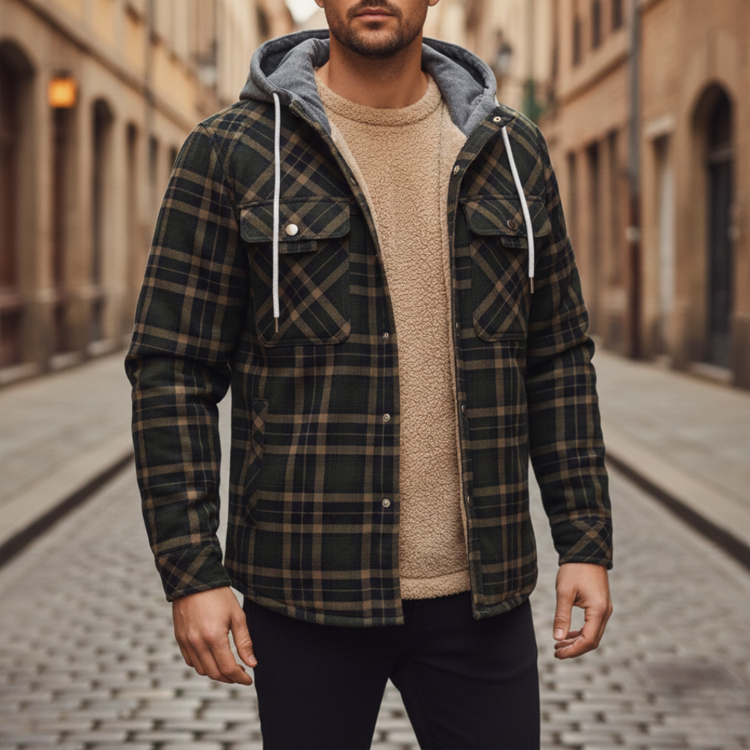 Herren Flanellhemdjacke mit Kapuze | Altivaro