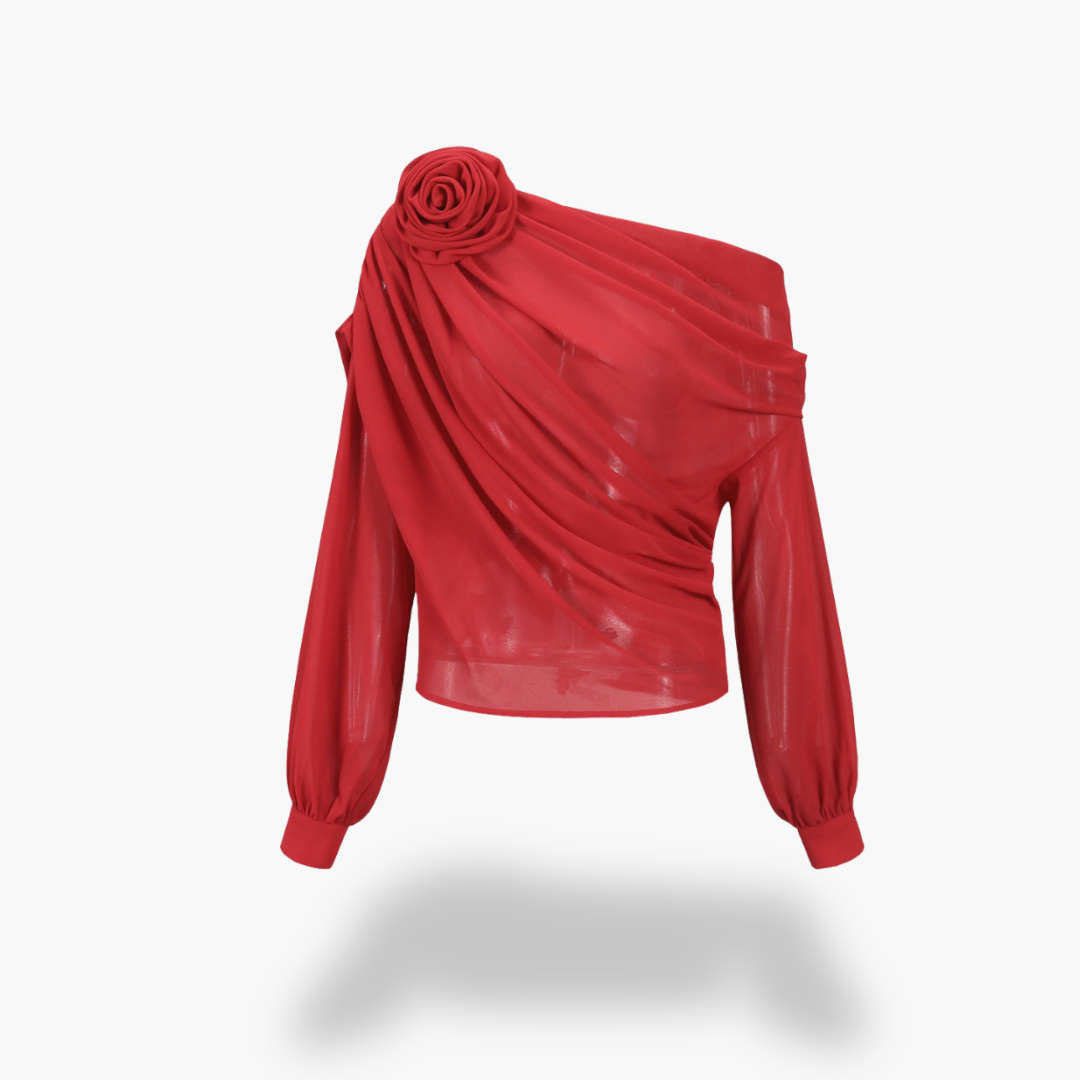 Blusa Donna Chiffon Monospalla con Fiore | Altivaro