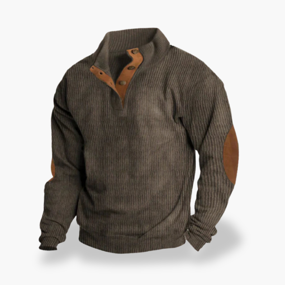 Maglione Uomo con Collo Alto e Dettagli in Pelle | Altivaro