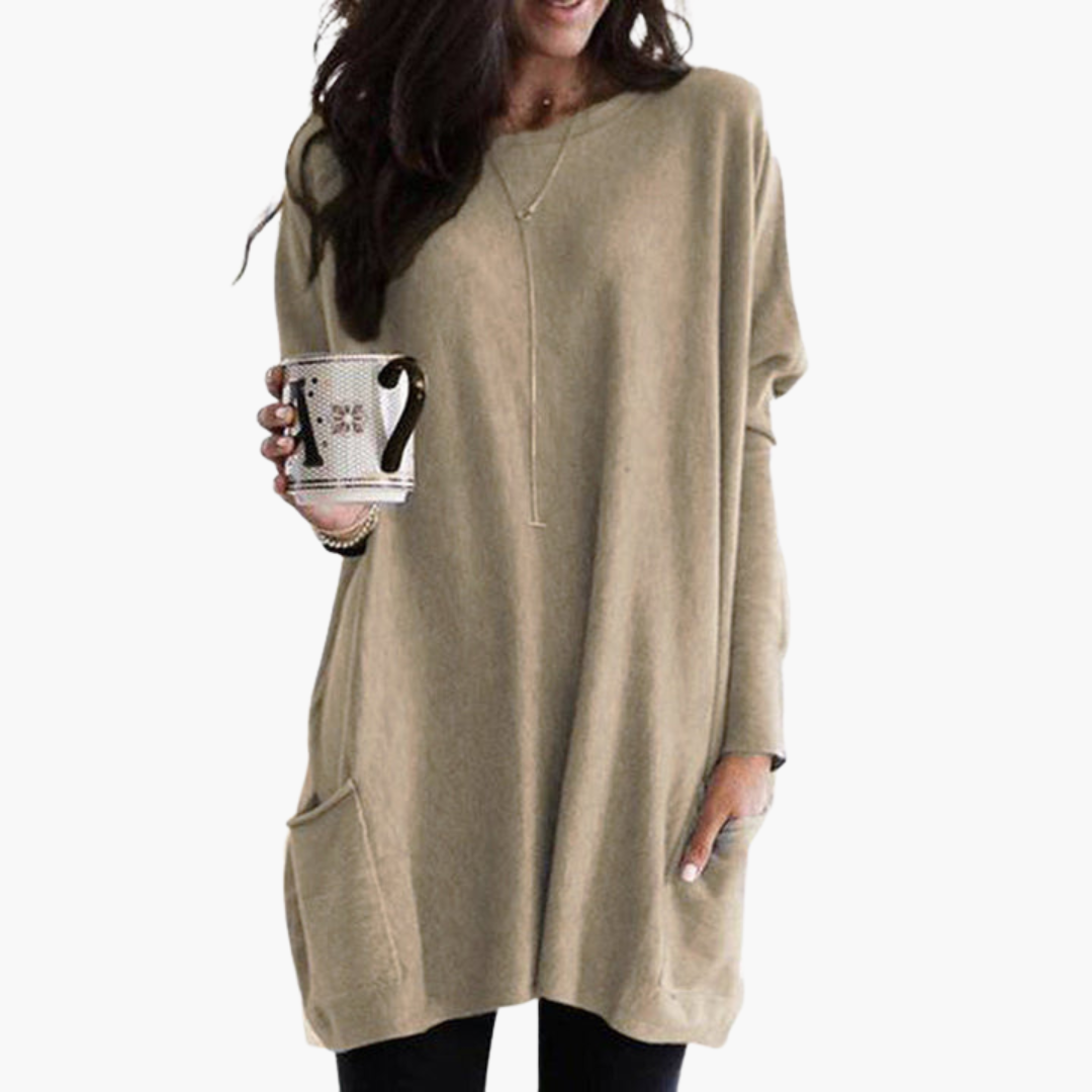 Maglione Lungo Donna Casual in Cotone con Tasche | Altivaro