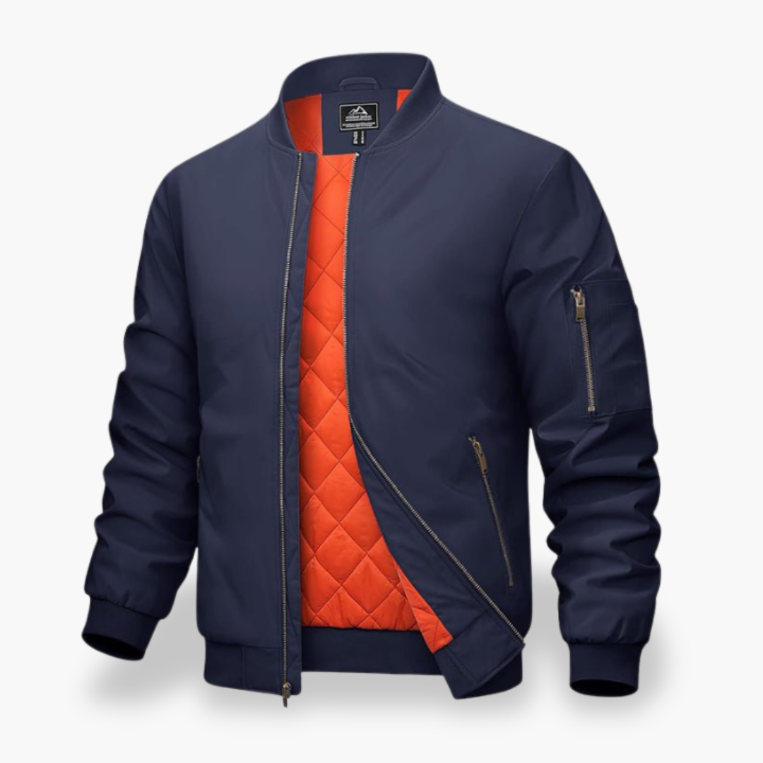 Men's Bomber Jacket with Quilted Lining and Zip Pockets | Altivaro