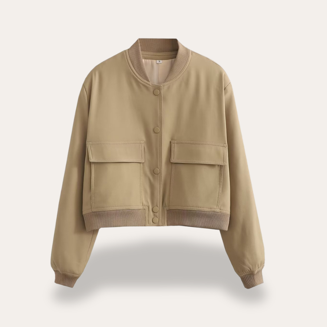 Women's Short Bomber Functional Pockets Spring Jacket | Altivaro