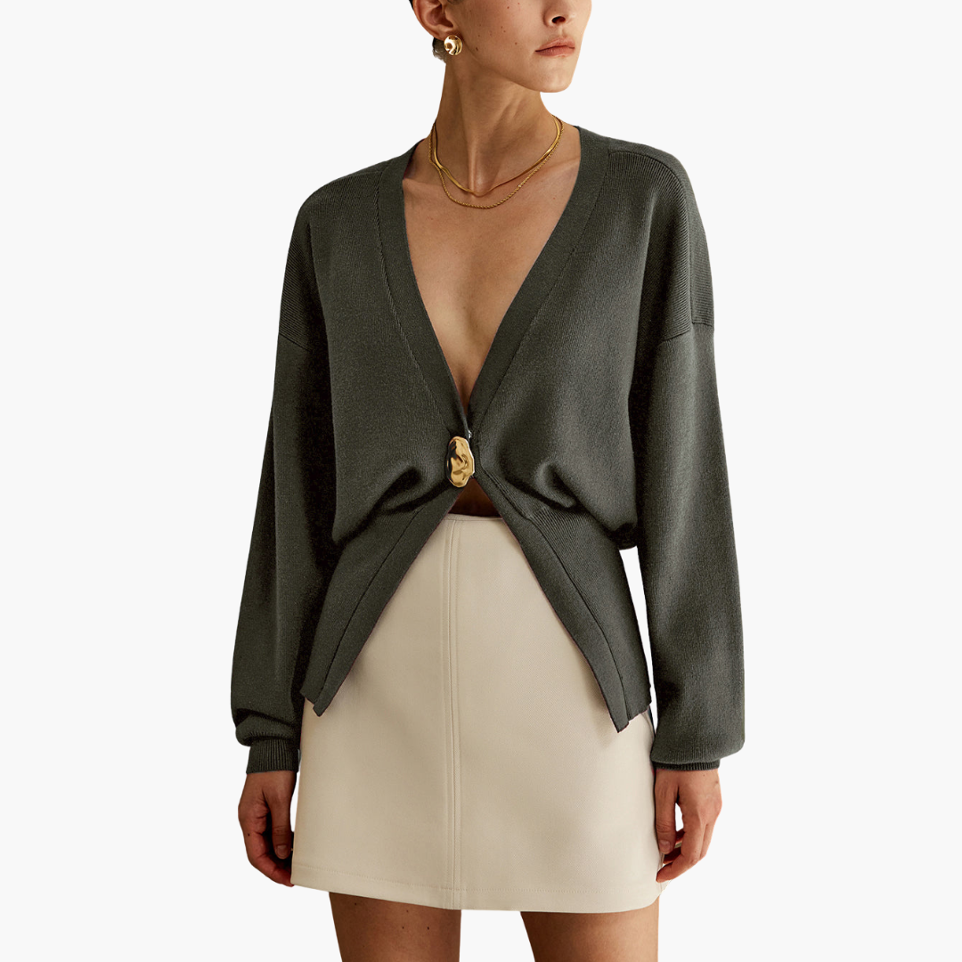 Women's Long Knit Cardigan with Front Closure | Altivaro