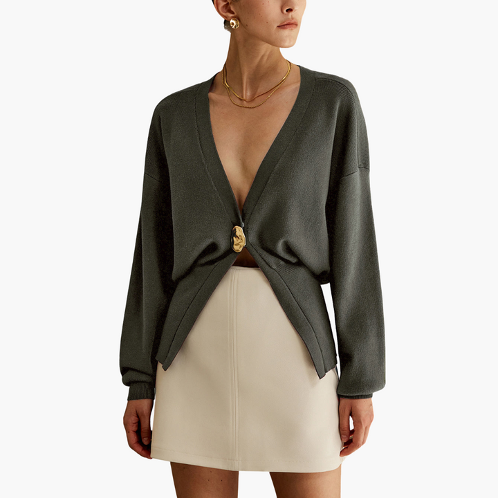 Women's Long Knit Cardigan with Front Closure | Altivaro