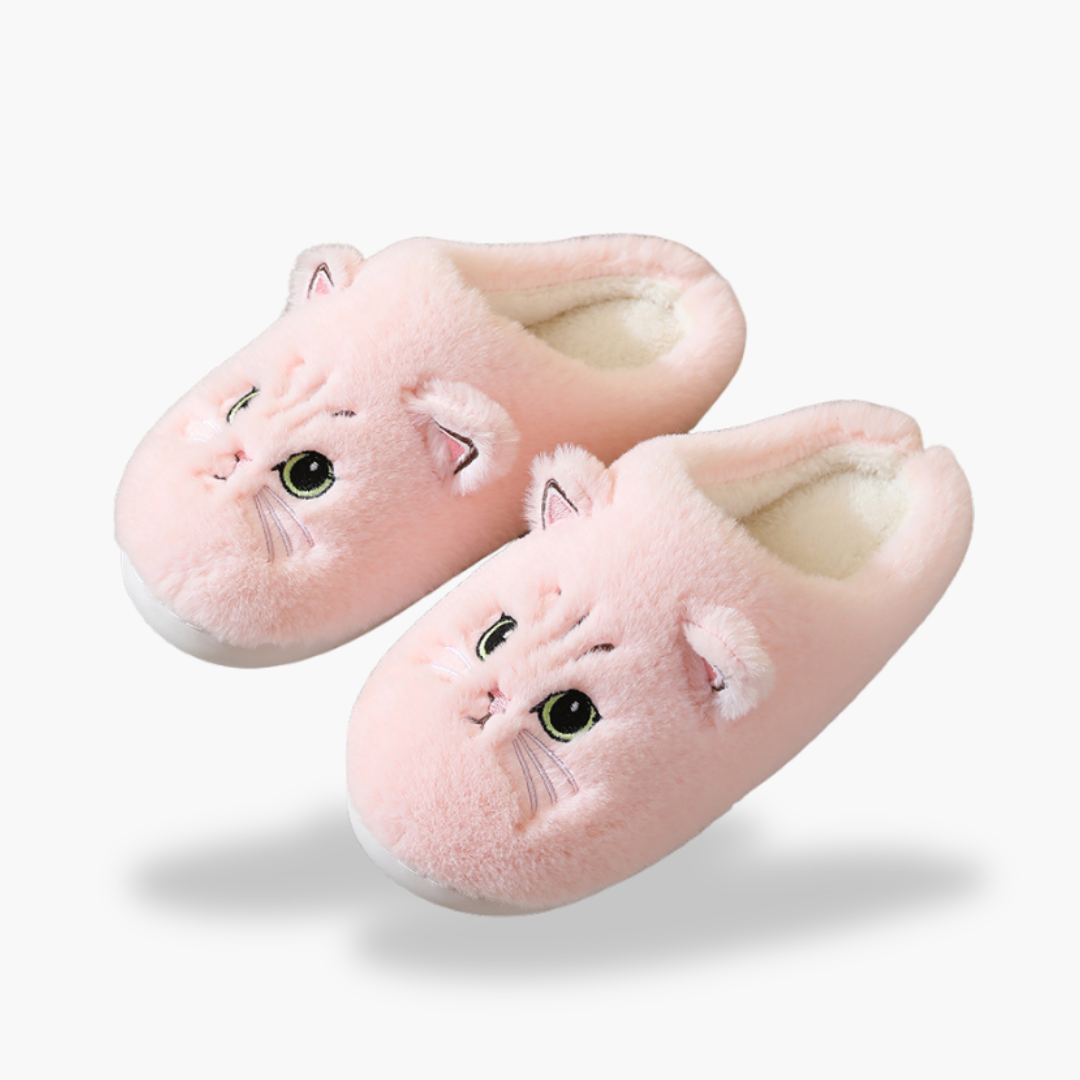 Plush orthopedic slippers with cat pattern | Altivaro