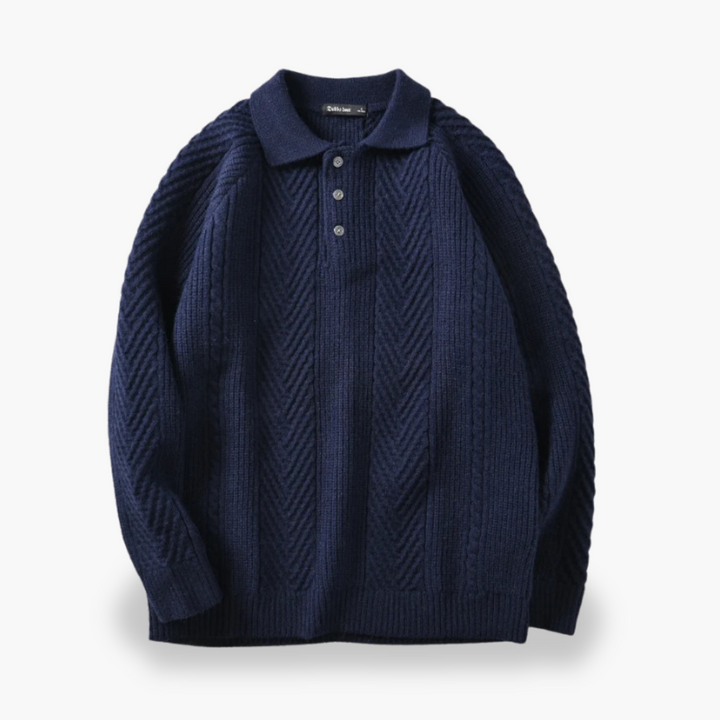Men's knitted cardigan with high collar and buttons | Altivaro