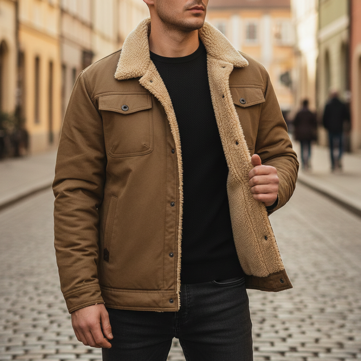 Herren Winterjacke mit Teddy-Futter aus Baumwolle | Altivaro