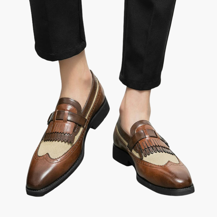 Scarpe Uomo Orthopedic in Pelle con Fibbia e Frange | Altivaro