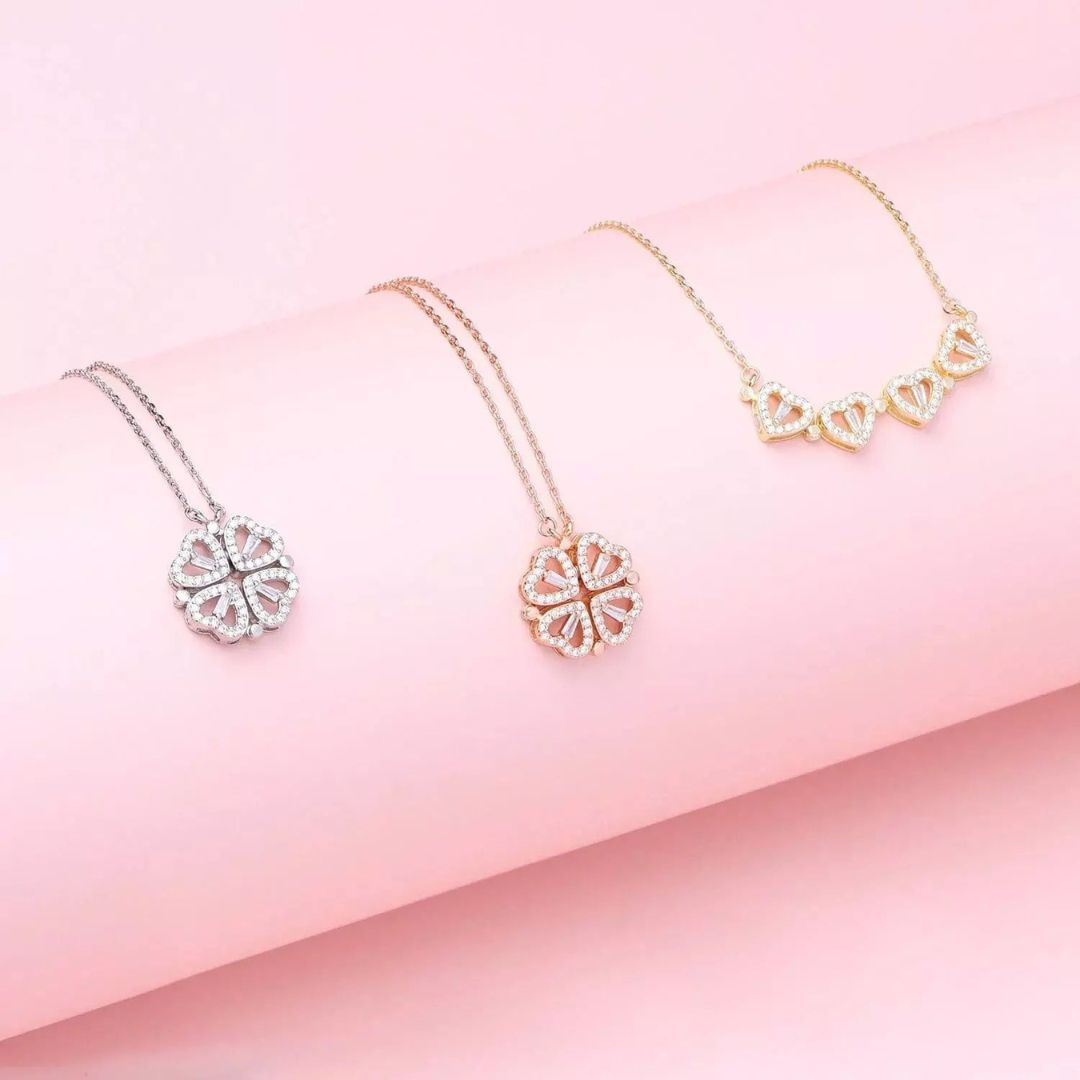 Collana Fiore con Cuori e Strass | Altivaro